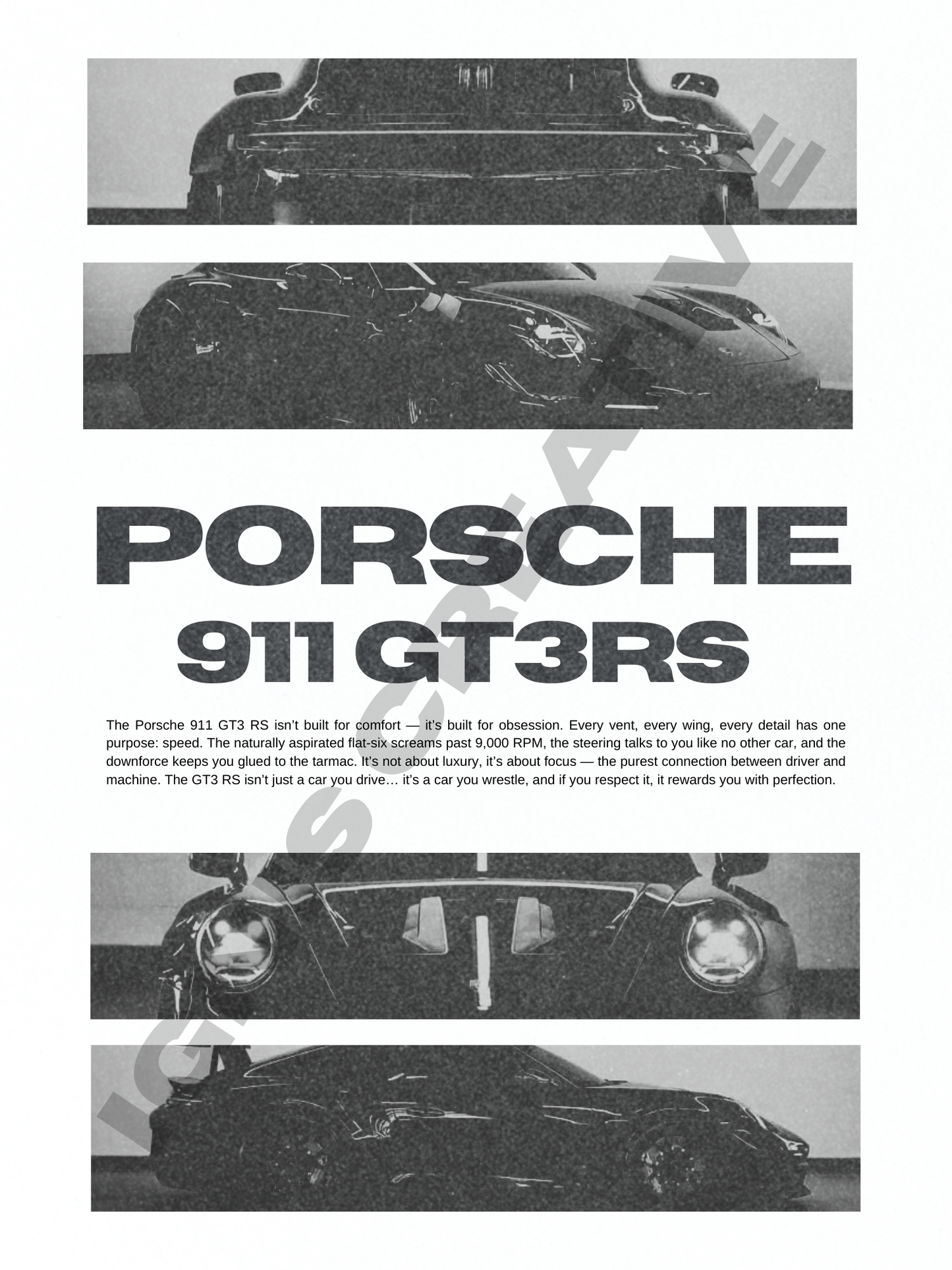 Porsche 911 GT3RS Newspaper style